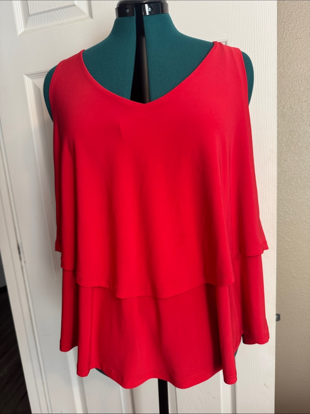 Women's Red Layered Sleeveless Tank Top
